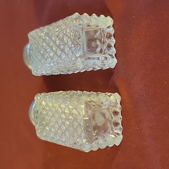 Vintage Crystal Glass Sterling Top Salt & Pepper Shakers - Picture 3 of 6